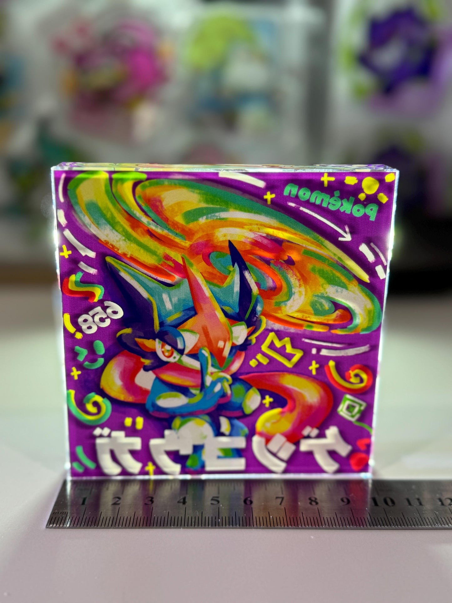 Greninja CustomMade Pokemon Crystal Acrylic Block 10x10x1.5cm-Gift For him-Pokemon fan-Pokemon TCG PTCG-Pikachu Charizard Full Art