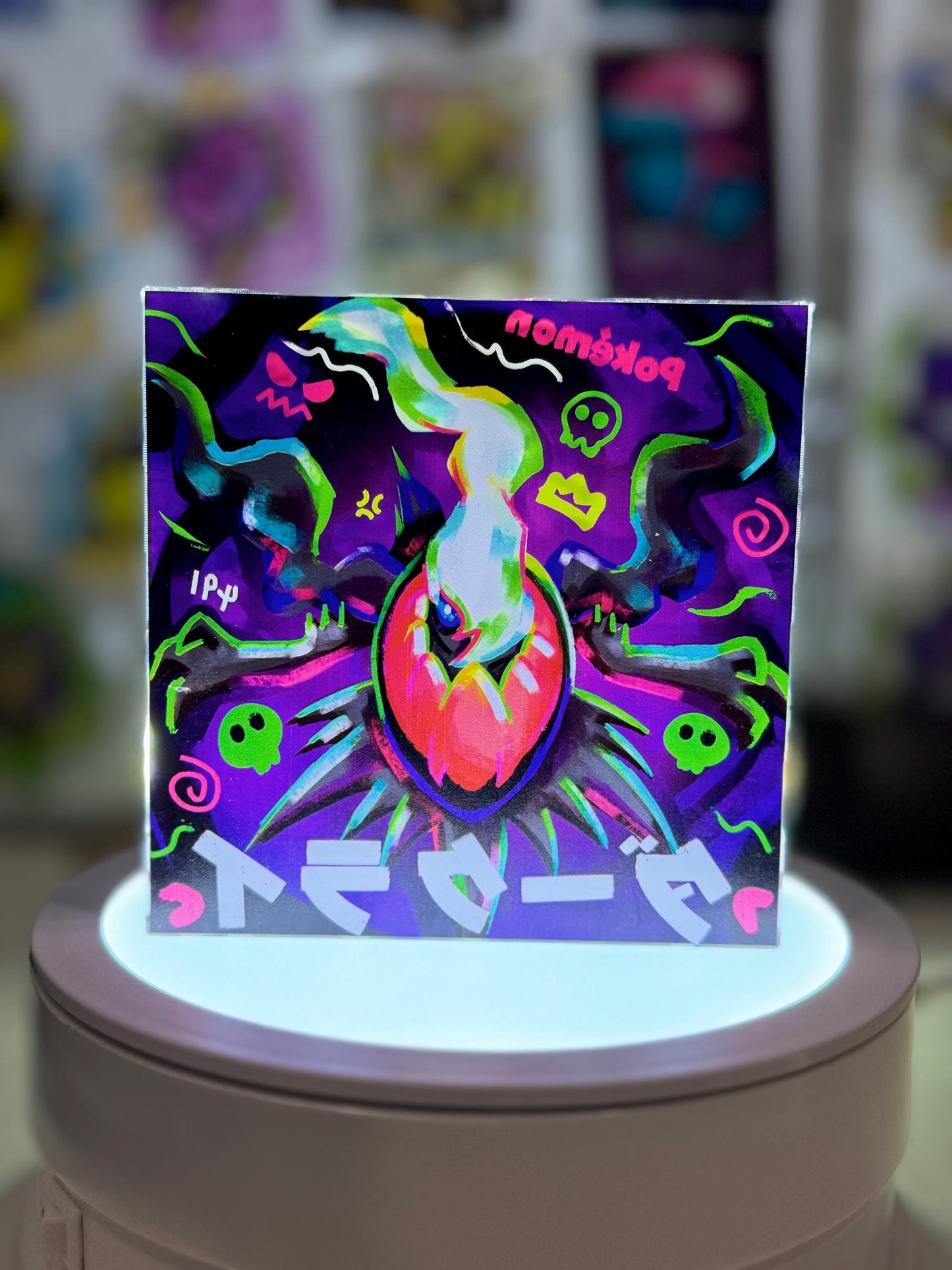 Darkrai CustomMade Pokemon Crystal Acrylic Block 10x10x1.5cm-Gift For him-Pokemon fan-Pokemon TCG PTCG-Pikachu Charizard Full Art