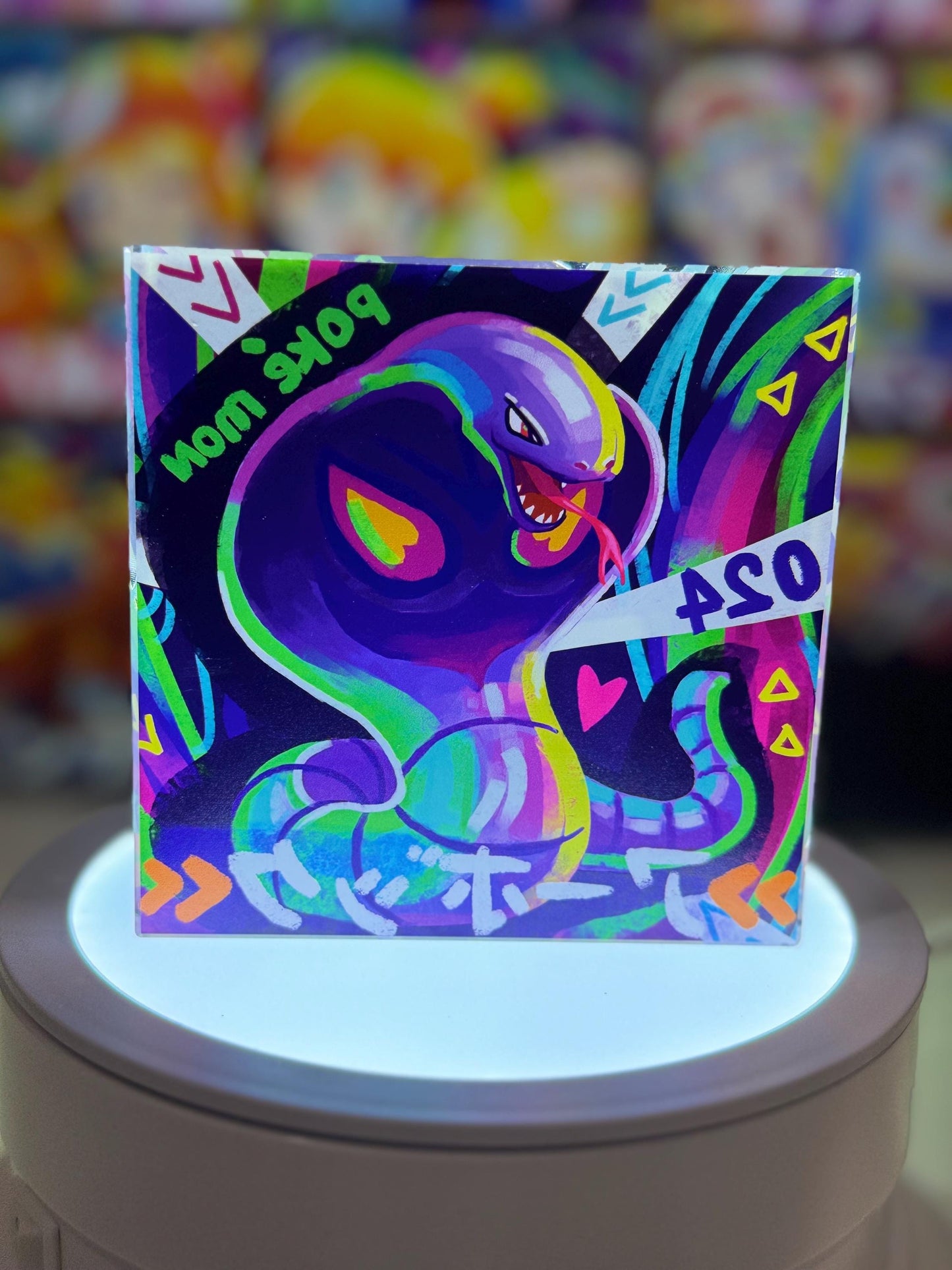 Arbok Ekans Evolution Chain CustomMade Pokemon Crystal Acrylic Block 10x10x1.5cm-Gift For him-Pokemon fan-Pokemon TCG PTCG Full Art