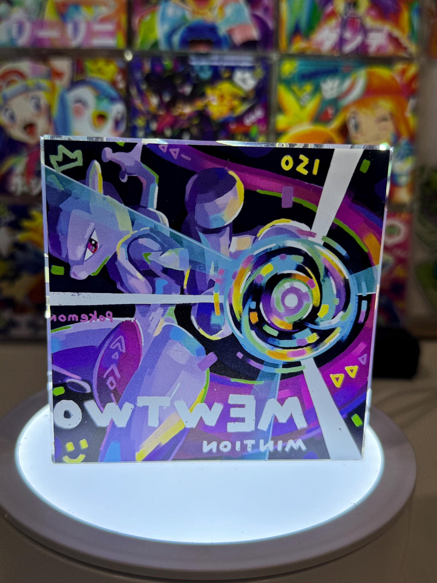 Mewtwo CustomMade Pokemon Acrylic Crystal Block-10cm Handcrafted Gift for Collectors TCG PTCG-Pikachu Charizard Original Display Art