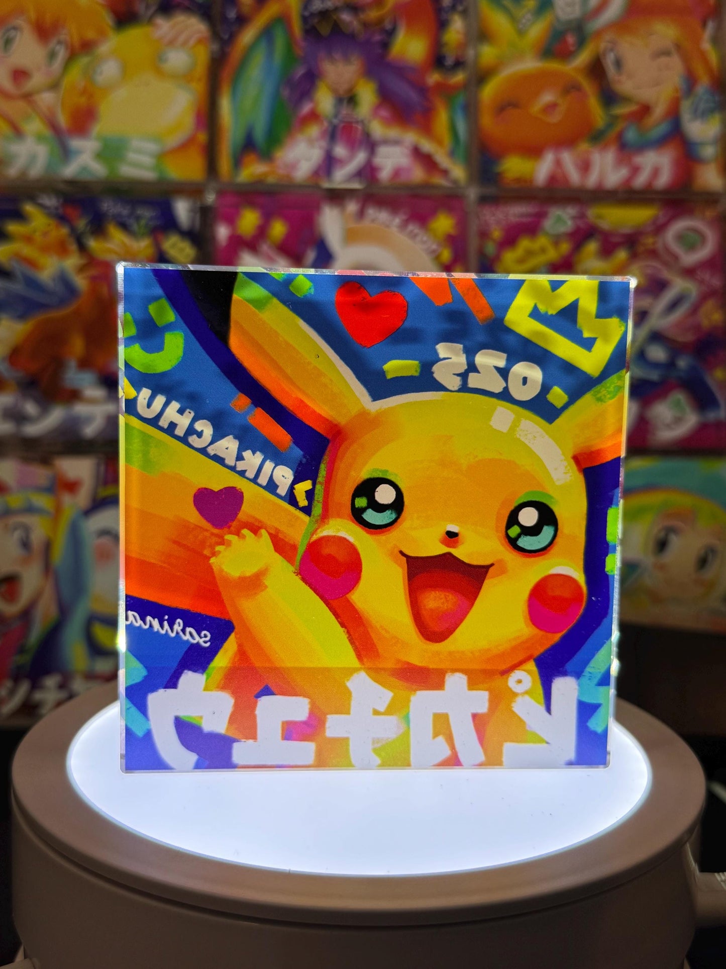 Pikachu CustomMade Pokemon Crystal Acrylic Block 10cmx10cmx1.5cm-Gift For him-Pokemon fan-Pokemon TCG PTCG-Pikachu Charizard Full Art
