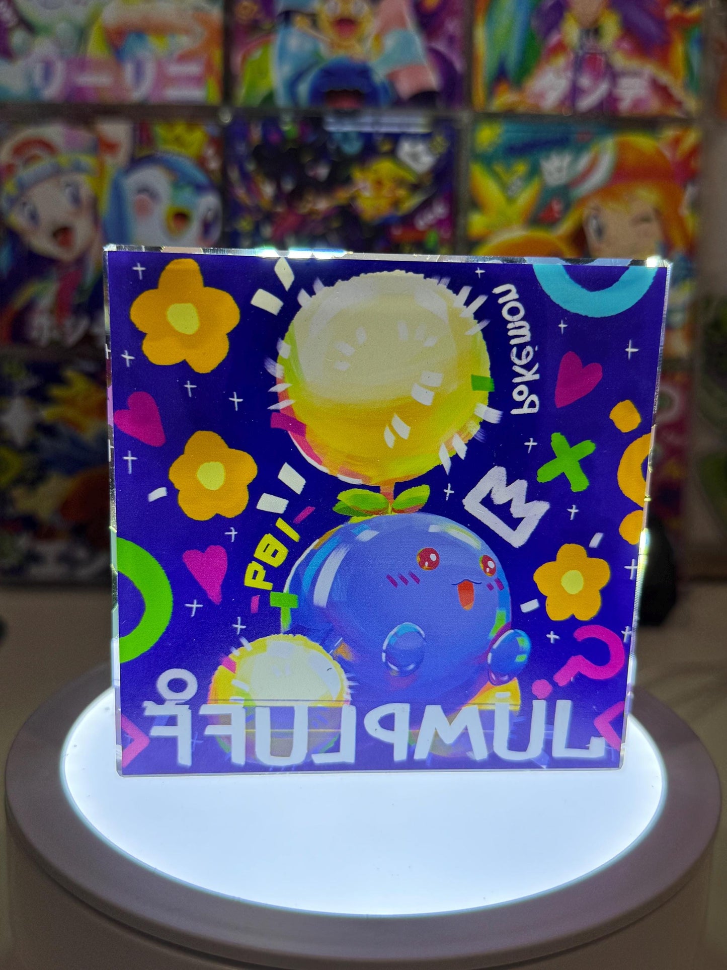 Jumpluff CustomMade Pokemon Acrylic Crystal Block-10cm Handcrafted Gift for Collectors TCG PTCG-Pikachu Charizard Original Display Art