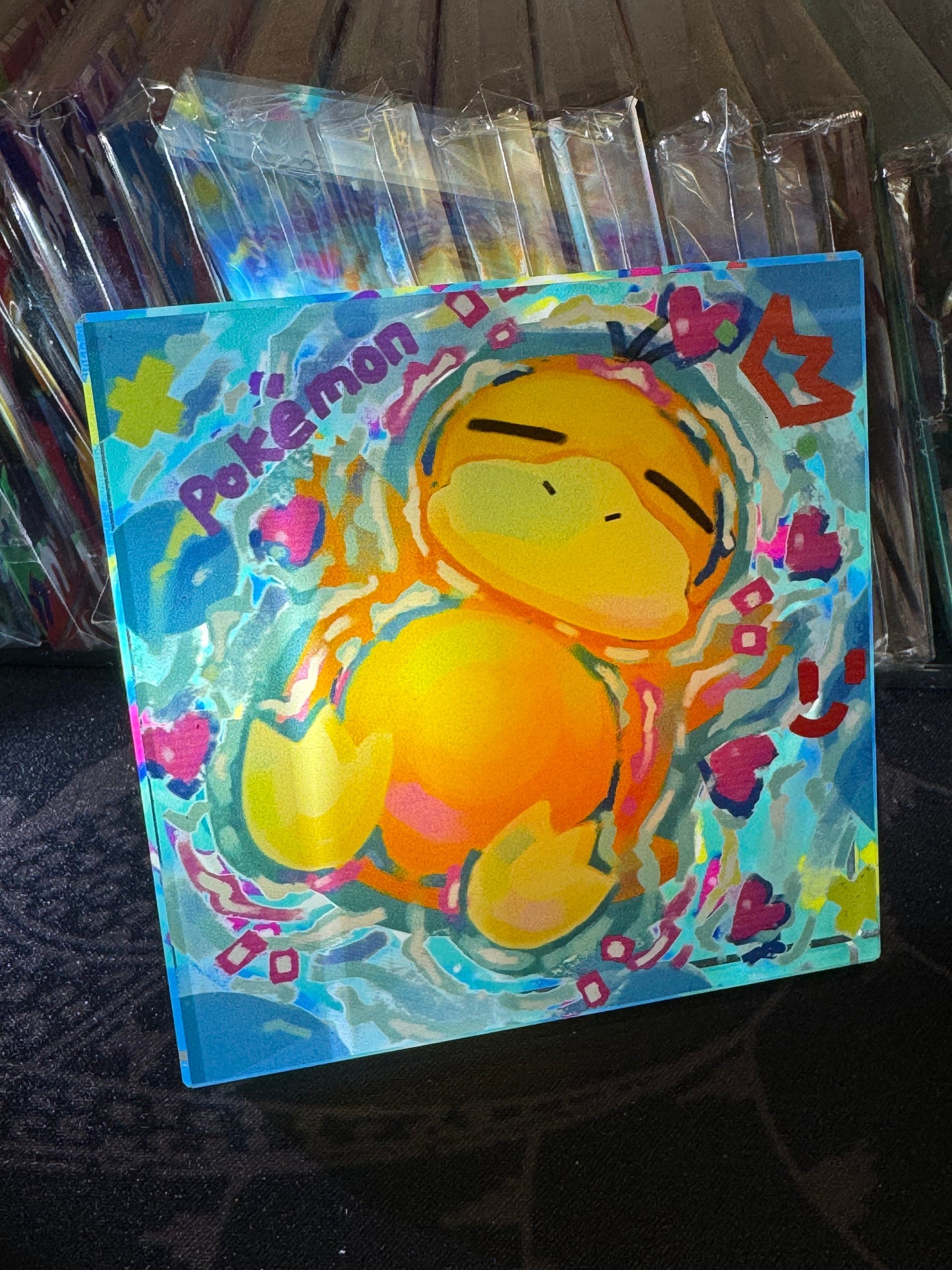 Custom Handmade Pokemon 054 PsyduckDecoration Full Art Acrylic Block Charmander Gifts For him - Gifts for her - Gaming Decoration Block