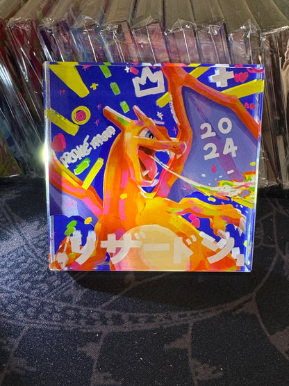 Custom Handmade Pokemon 006 Charizard Decoration Full Art Acrylic Block Charmander Gifts For him - Gifts for her - Gaming Decoration Block