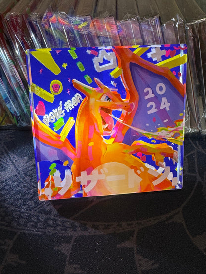 Custom Handmade Pokemon 006 Charizard Decoration Full Art Acrylic Block Charmander Gifts For him - Gifts for her - Gaming Decoration Block