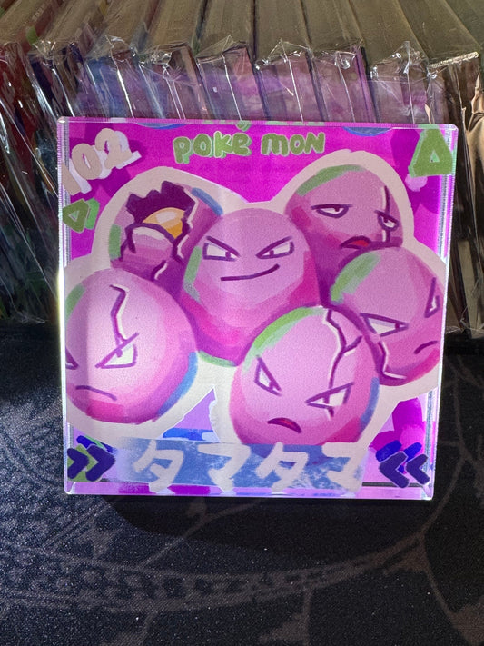 Custom Handmade Pokemon 102 Exeggcute Decoration Full Art Acrylic Block Charmander Gifts For him - Gifts for her - Gaming Decoration Block