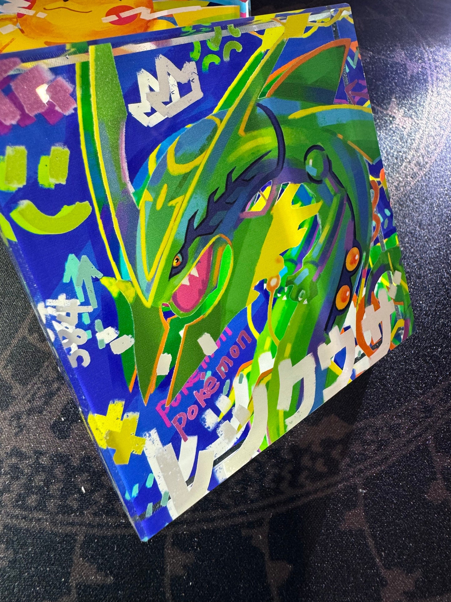 Custom Handmade Pokemon 384 Bedside Decoration Full Art Acrylic Block Rayquaza Gifts For him - Gifts for her - Gaming Decoration Block