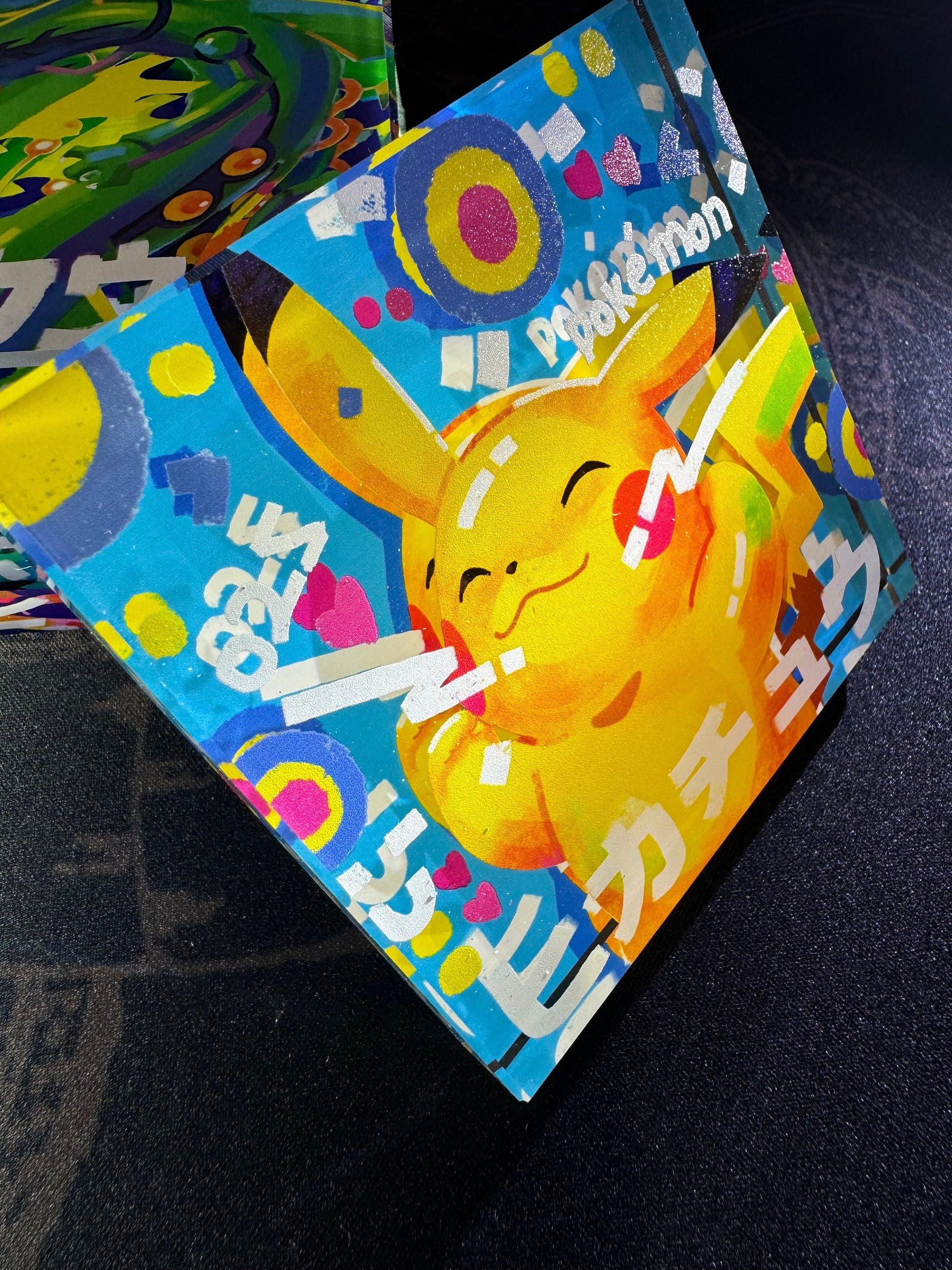 Custom Handmade Pokemon 025 Bedside Decoration Full Art Acrylic Block Pikachu Gifts For him - Gifts for her - Gaming Decoration Block
