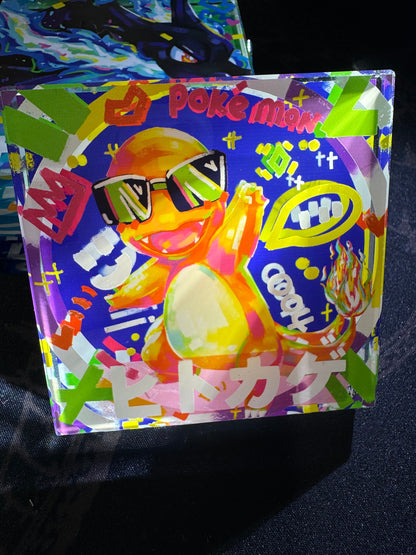 Custom Handmade Pokemon 004 Bedside Decoration Full Art Acrylic Block Charmander Gifts For him - Gifts for her - Gaming Decoration Block