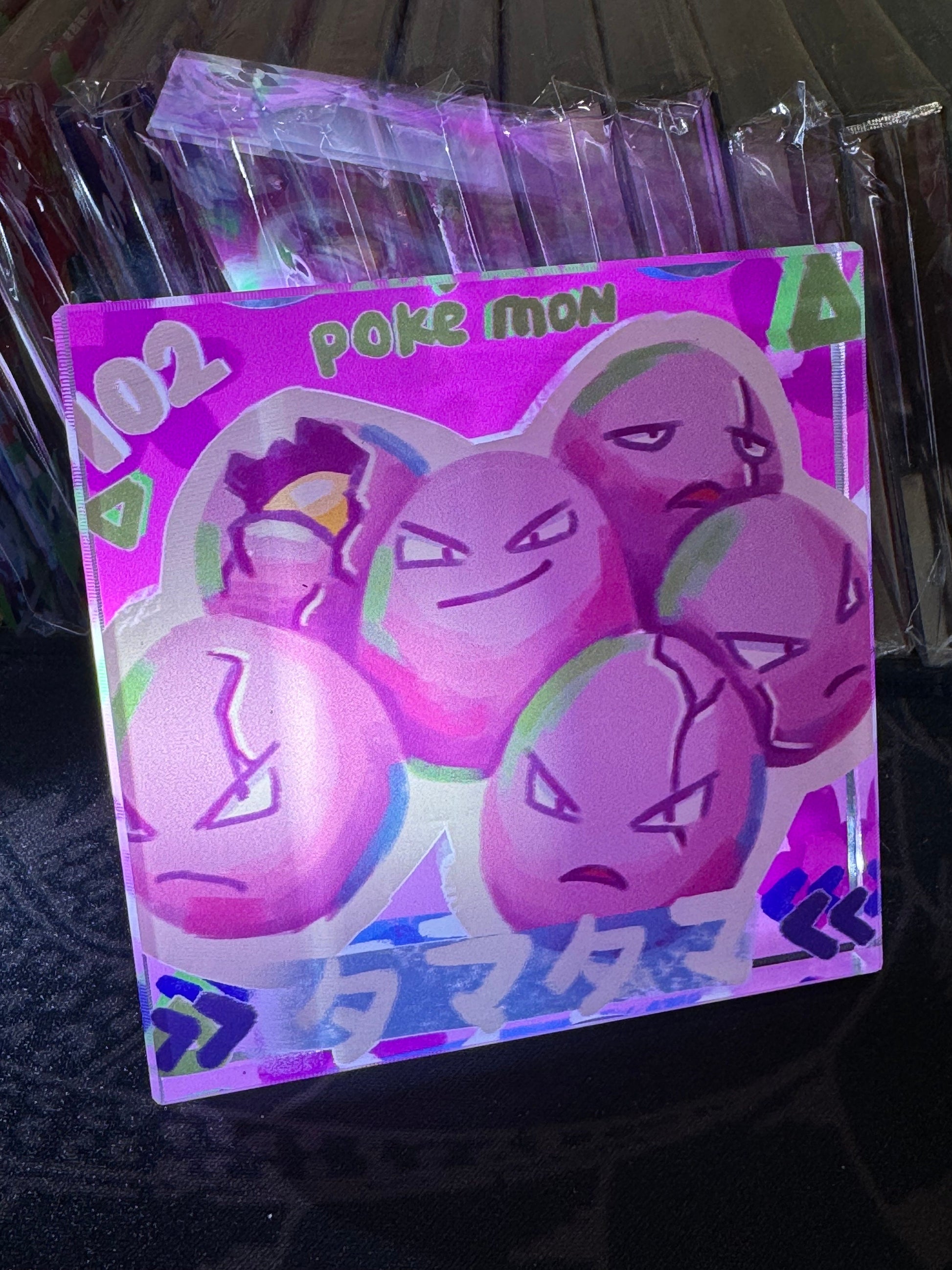 Custom Handmade Pokemon 102 Exeggcute Decoration Full Art Acrylic Block Charmander Gifts For him - Gifts for her - Gaming Decoration Block