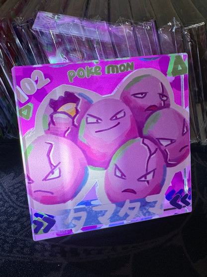 Custom Handmade Pokemon 102 Exeggcute Decoration Full Art Acrylic Block Charmander Gifts For him - Gifts for her - Gaming Decoration Block