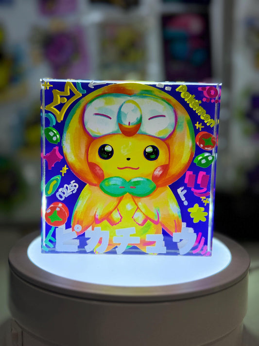 Cosplay Pikachu CustomMade Pokemon Decoration Full Art Acrylic Block 10x10x1.5cm-Gift For him-Pokemon fan-Pokemon TCG PTCG-Pikachu Charizard