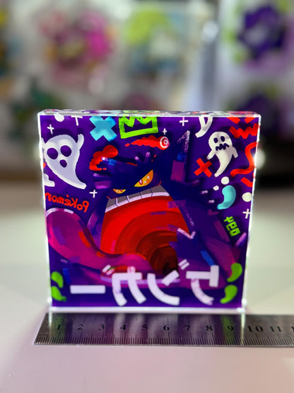 Mega Gengar CustomMade Pokemon Crystal Acrylic Block 10x10x1.5cm-Gift For him-Pokemon fan-Pokemon TCG PTCG-Pikachu Charizard Full Art