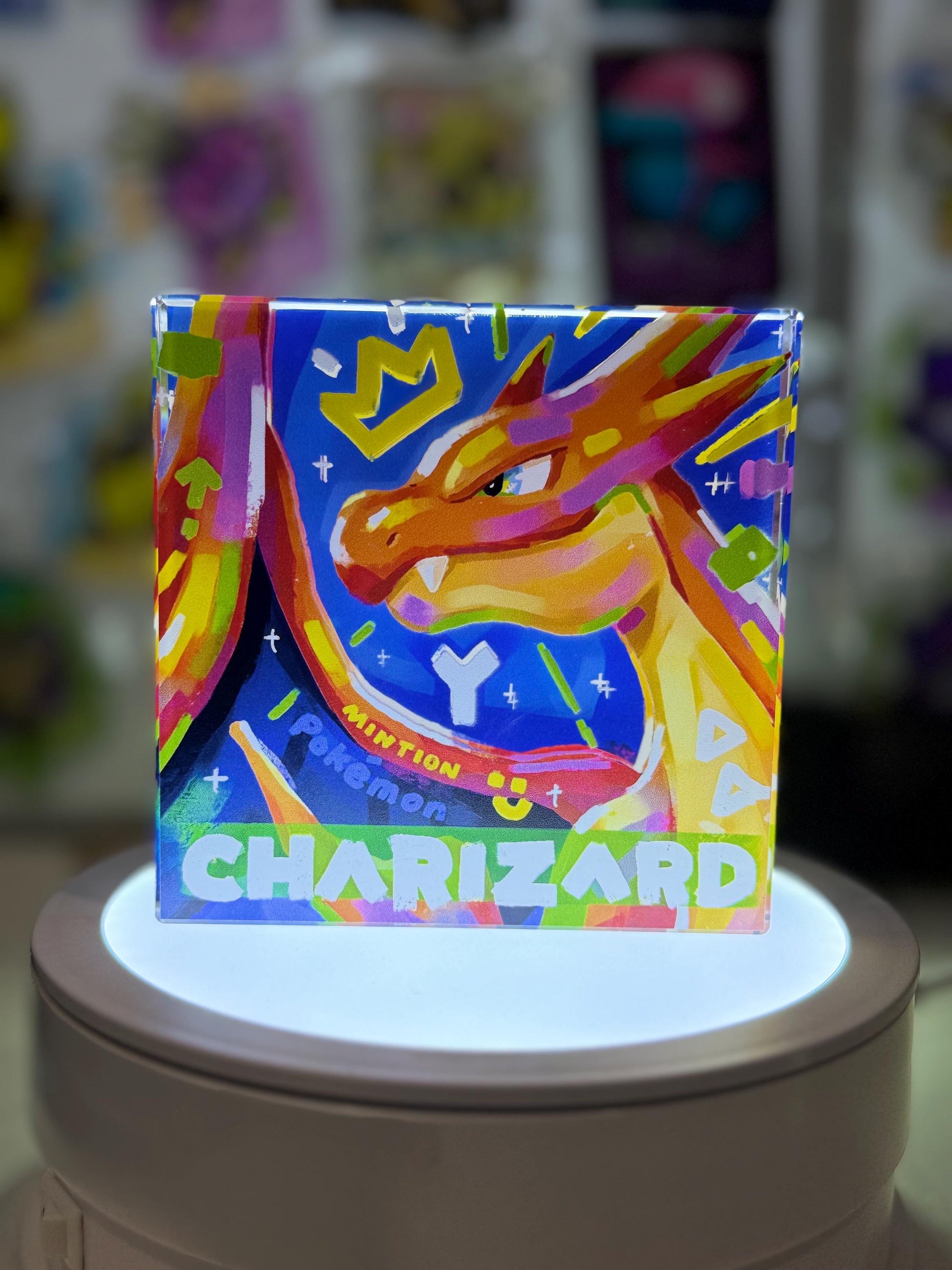Charizard Y CustomMade Pokemon Crystal Acrylic Block 10x10x1.5cm-Gift For him-Pokemon fan-Pokemon TCG PTCG-Pikachu Charizard Full Art