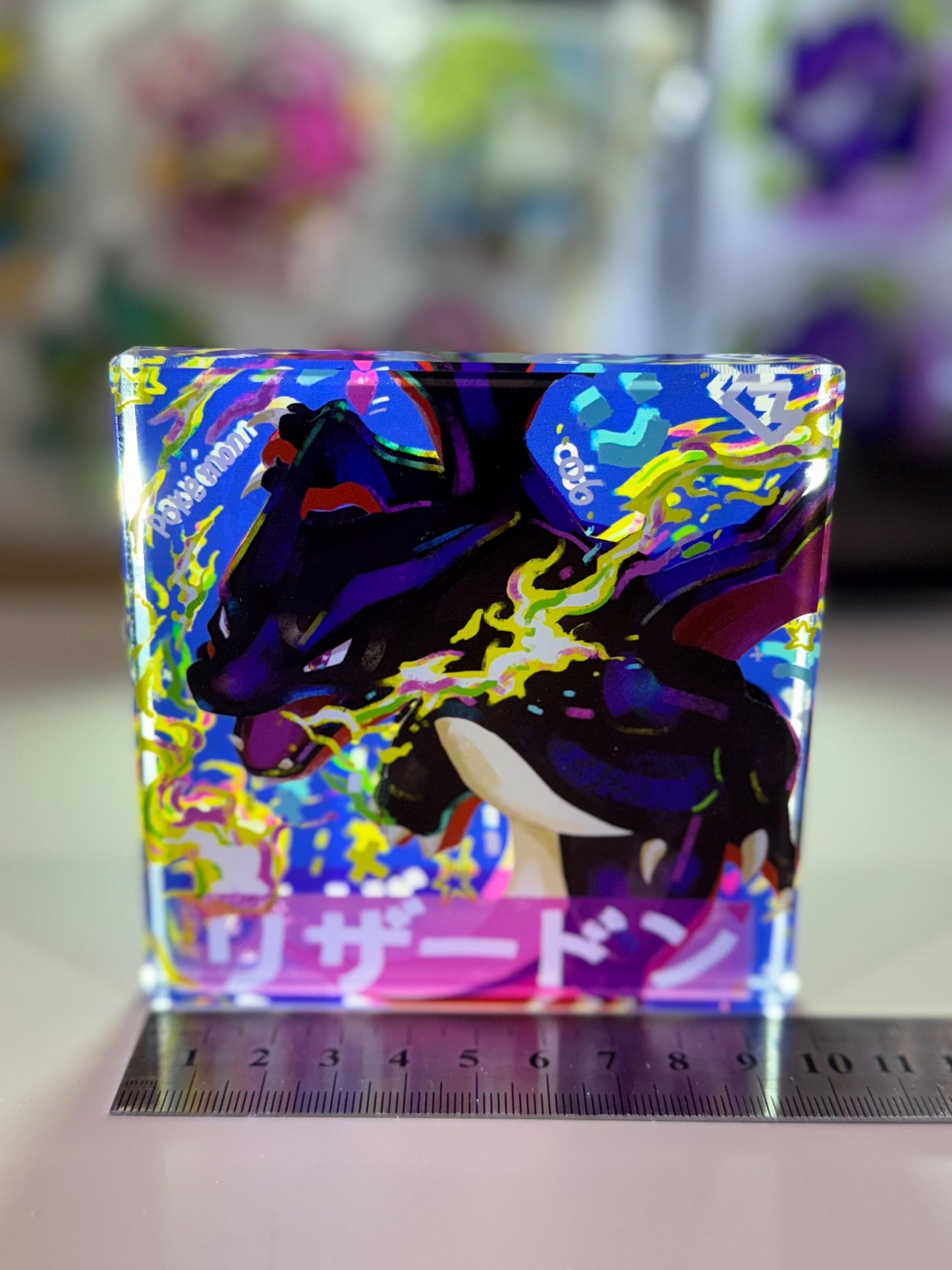 Charizard CustomMade Pokemon Crystal Acrylic Block 10x10x1.5cm-Gift For him-Pokemon fan-Pokemon TCG PTCG-Pikachu Charizard Full Art