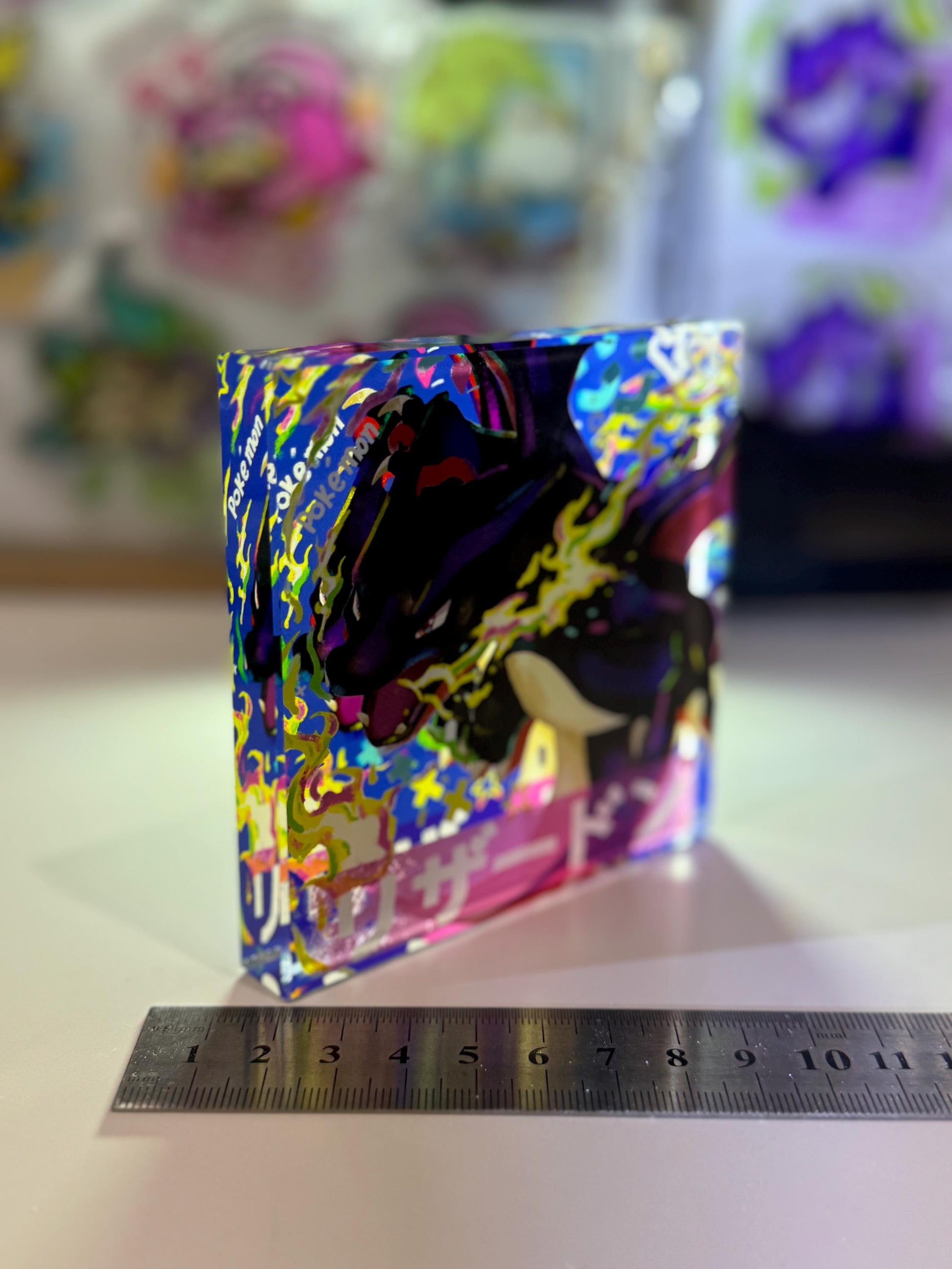 Charizard CustomMade Pokemon Crystal Acrylic Block 10x10x1.5cm-Gift For him-Pokemon fan-Pokemon TCG PTCG-Pikachu Charizard Full Art