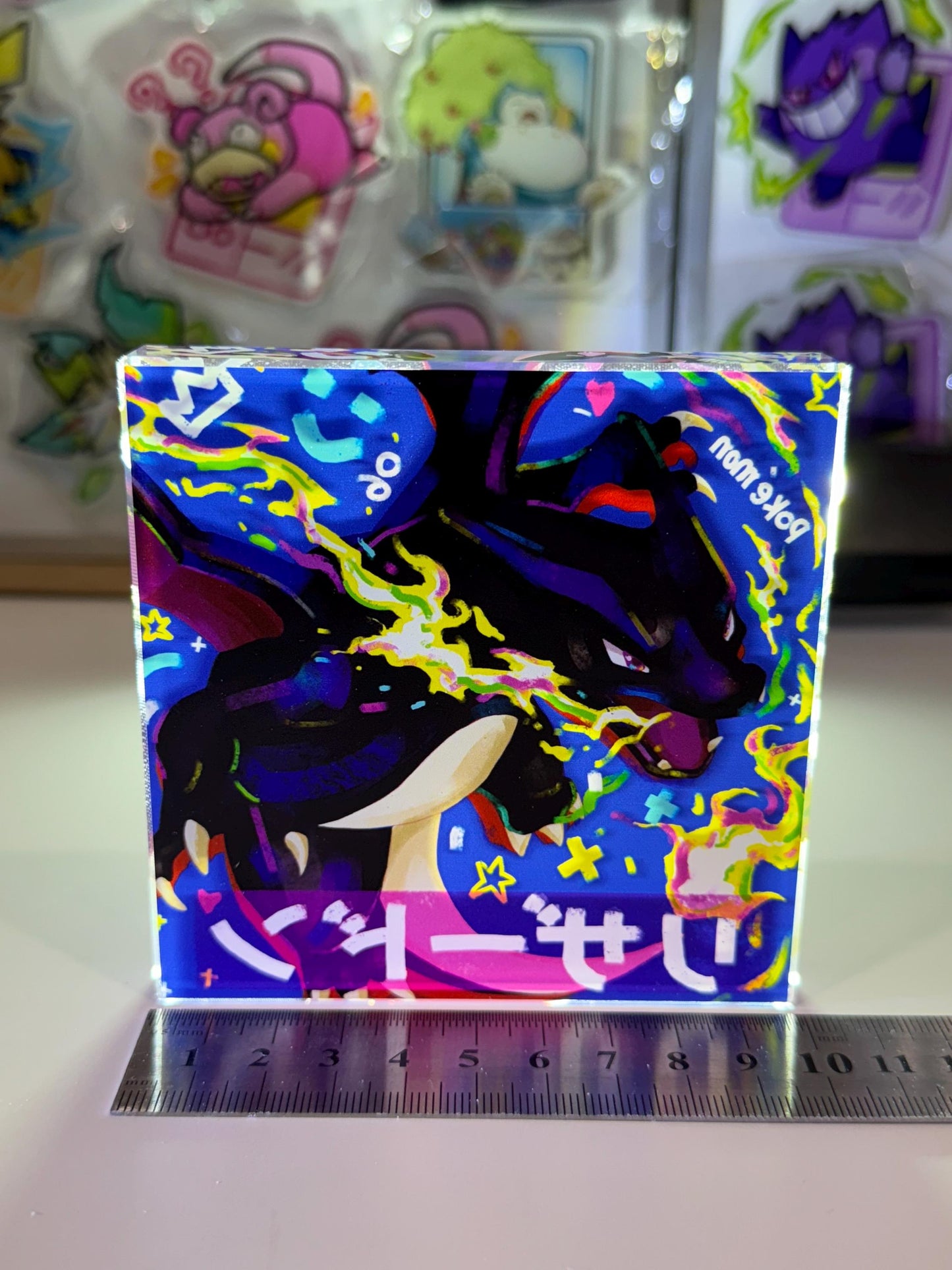 Charizard CustomMade Pokemon Crystal Acrylic Block 10x10x1.5cm-Gift For him-Pokemon fan-Pokemon TCG PTCG-Pikachu Charizard Full Art