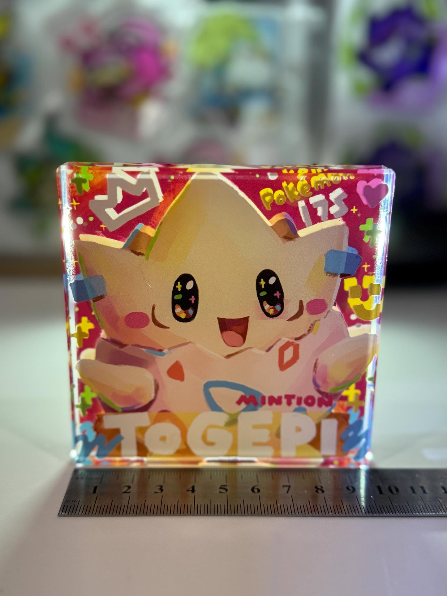 TOPEGI CustomMade Pokemon Crystal Acrylic Block 10x10x1.5cm-Gift For him-Pokemon fan-Pokemon TCG PTCG-Pikachu Charizard Full Art