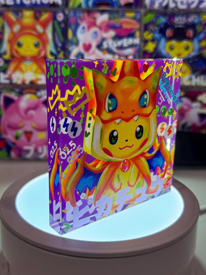 Cosplay Pikachu CustomMade Pokemon Decoration Full Art Acrylic Block 10x10x1.5cm-Gift For him-Pokemon fan-Pokemon TCG PTCG-Pikachu Charizard