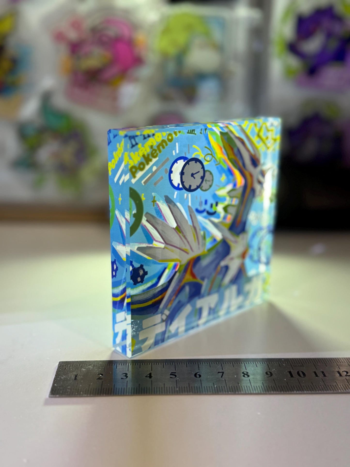 Dialga CustomMade Pokemon Crystal Acrylic Block 10cmx10cmx1.5cm-Gift For him-Pokemon fan-Pokemon TCG PTCG-Pikachu Charizard Gift Full Art
