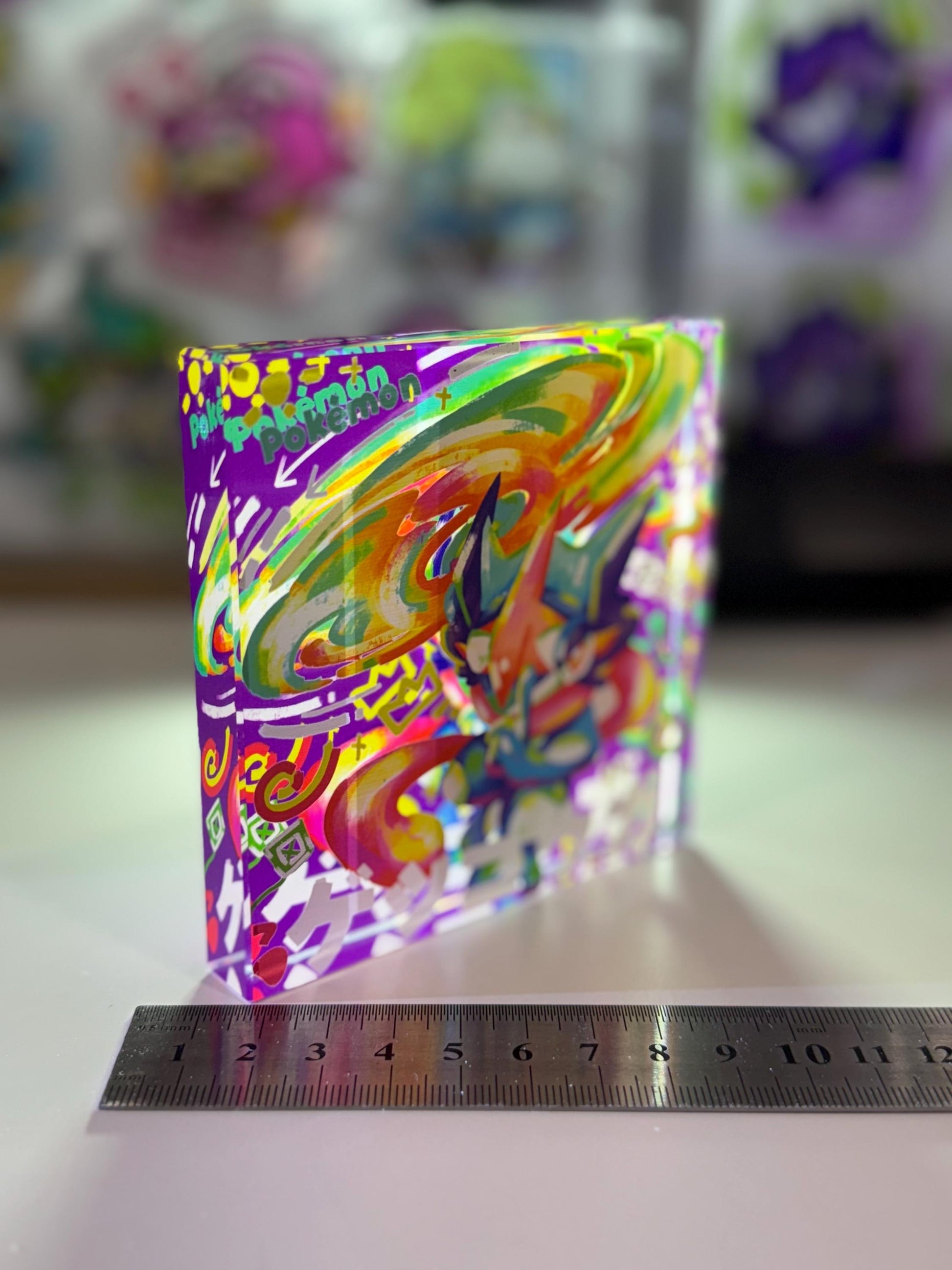 Greninja CustomMade Pokemon Crystal Acrylic Block 10x10x1.5cm-Gift For him-Pokemon fan-Pokemon TCG PTCG-Pikachu Charizard Full Art