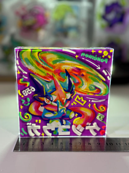 Greninja CustomMade Pokemon Crystal Acrylic Block 10x10x1.5cm-Gift For him-Pokemon fan-Pokemon TCG PTCG-Pikachu Charizard Full Art