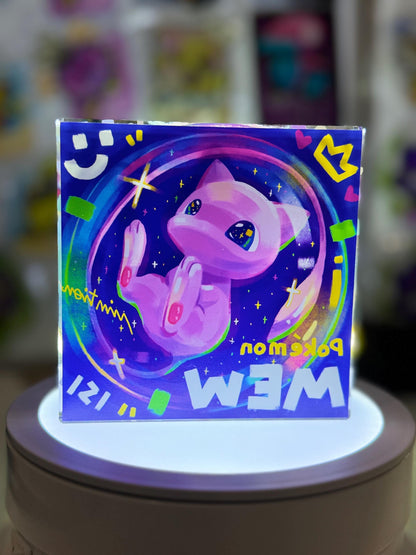 Mew CustomMade Pokemon Crystal Acrylic Block 10x10x1.5cm-Gift For him-Pokemon fan-Pokemon TCG PTCG-Pikachu Charizard Full Art