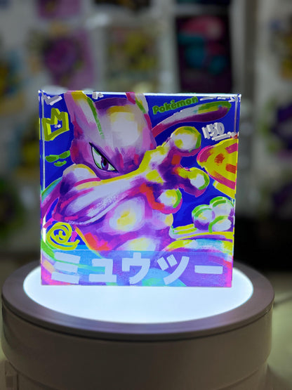 Mewtwo CustomMade Pokemon Crystal Acrylic Block 10x10x1.5cm-Gift For him-Pokemon fan-Pokemon TCG PTCG-Pikachu Charizard Full Art
