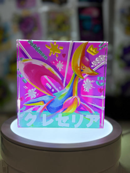 Cresselia CustomMade Pokemon Crystal Acrylic Block 10x10x1.5cm-Gift For him-Pokemon fan-Pokemon TCG PTCG-Pikachu Charizard Full Art