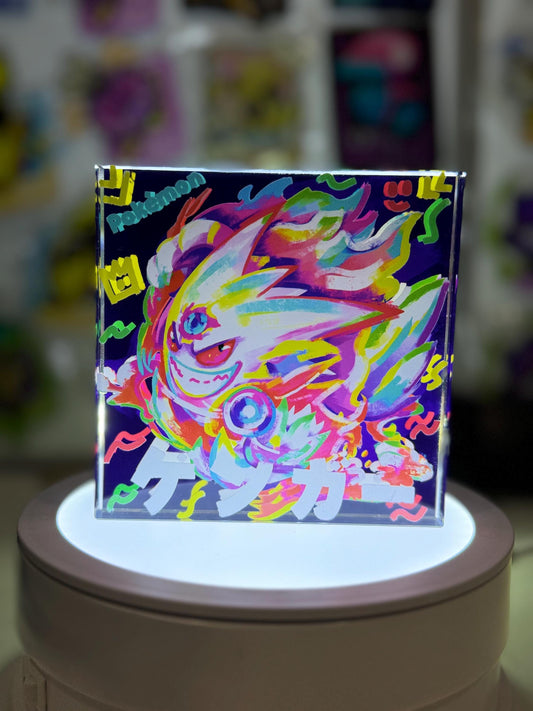 Mega Gengar CustomMade Pokemon Crystal Acrylic Block 10x10x1.5cm-Gift For him-Pokemon fan-Pokemon TCG PTCG-Pikachu Charizard Full Art