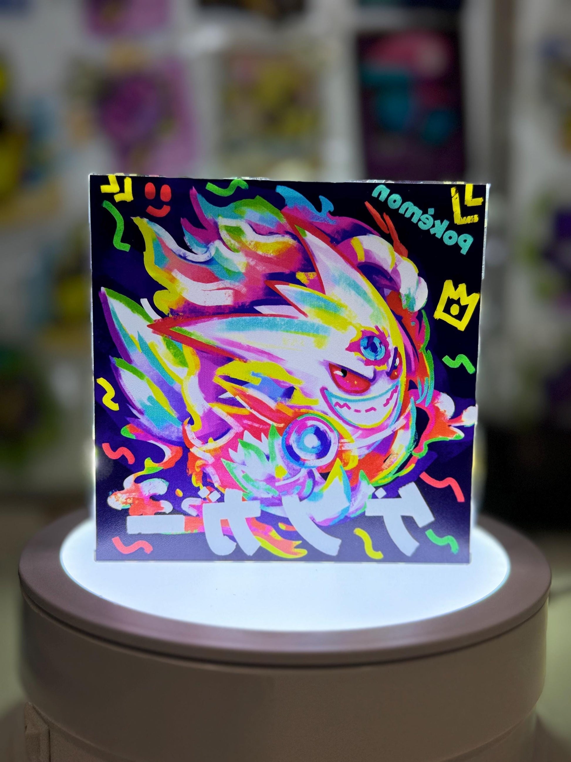 Mega Gengar CustomMade Pokemon Crystal Acrylic Block 10x10x1.5cm-Gift For him-Pokemon fan-Pokemon TCG PTCG-Pikachu Charizard Full Art