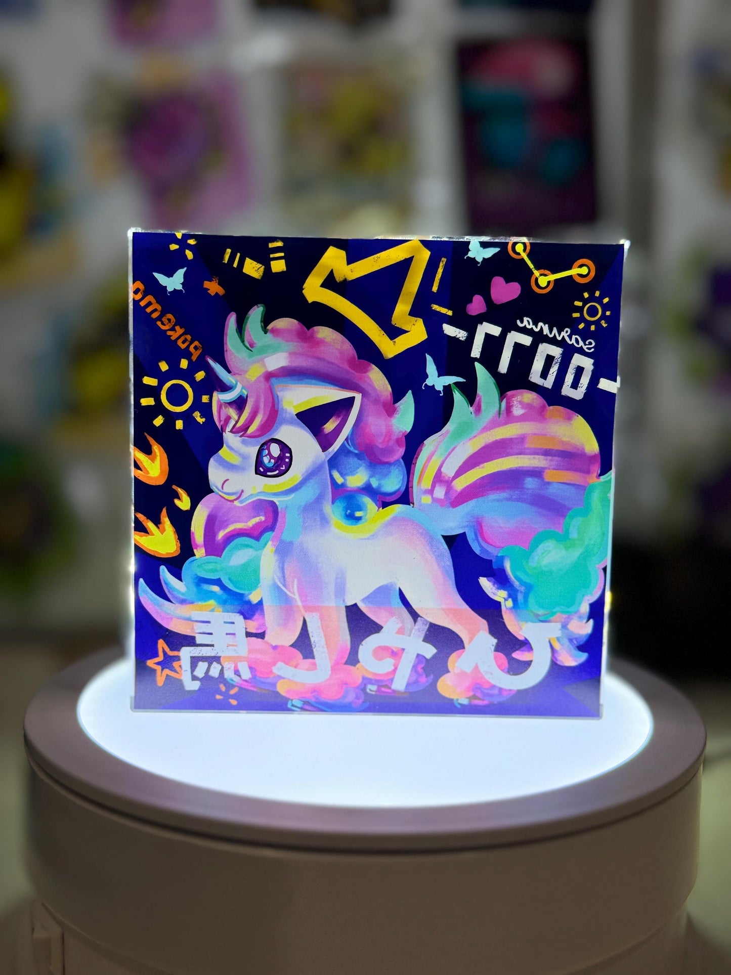 Ponyta CustomMade Pokemon Crystal Acrylic Block 10x10x1.5cm-Gift For him-Pokemon fan-Pokemon TCG PTCG-Pikachu Charizard Full Art