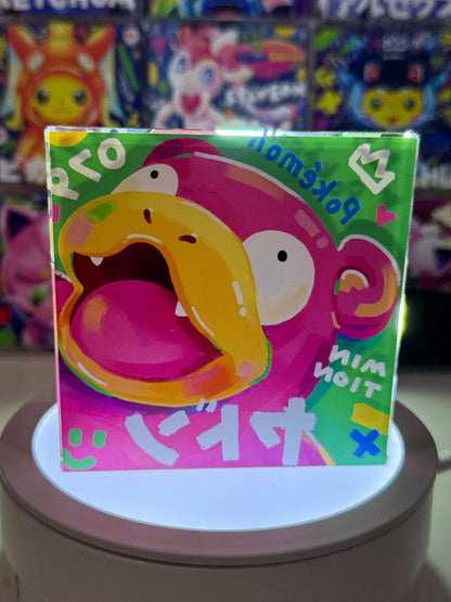 Slowpoke CustomMade Pokemon Crystal Acrylic Block 10x10x1.5cm-Gift For him-Pokemon fan-Pokemon TCG PTCG-Pikachu Charizard Full Art
