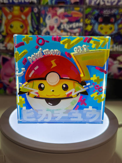 PikachuBall CustomMade Pokemon Crystal Acrylic Block 10x10x1.5cm-Gift For him-Pokemon fan-Pokemon TCG PTCG-Pikachu Charizard Full Art
