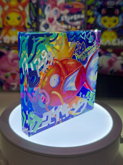 Magikarp CustomMade Pokemon Crystal Acrylic Block 10x10x1.5cm-Gift For him-Pokemon fan-Pokemon TCG PTCG-Pikachu Charizard Full Art