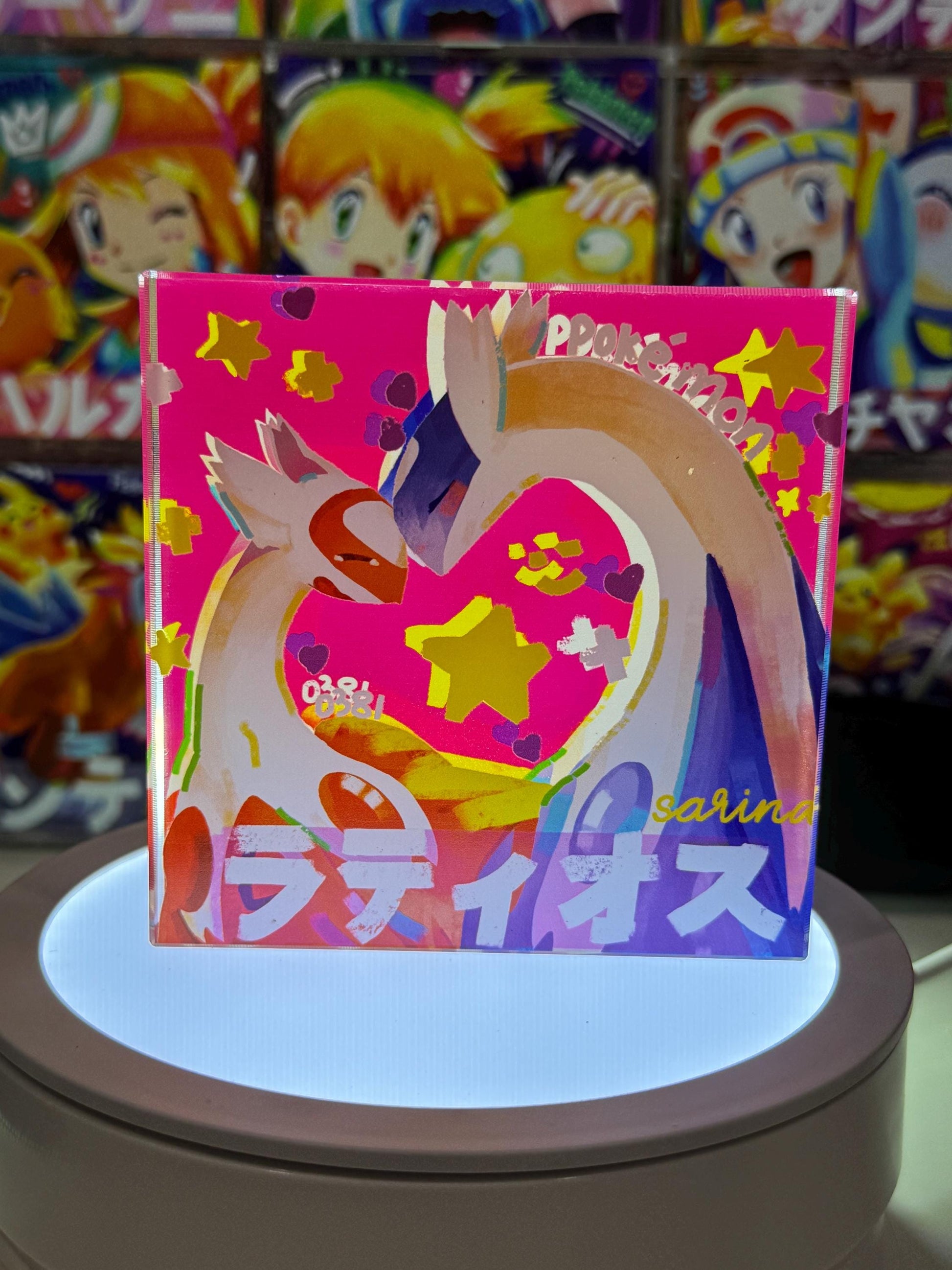 Latios Latias CustomMade Pokemon Crystal Acrylic Block 10x10x1.5cm-Gift For him-Pokemon fan-Pokemon TCG PTCG-Pikachu Charizard Full Art