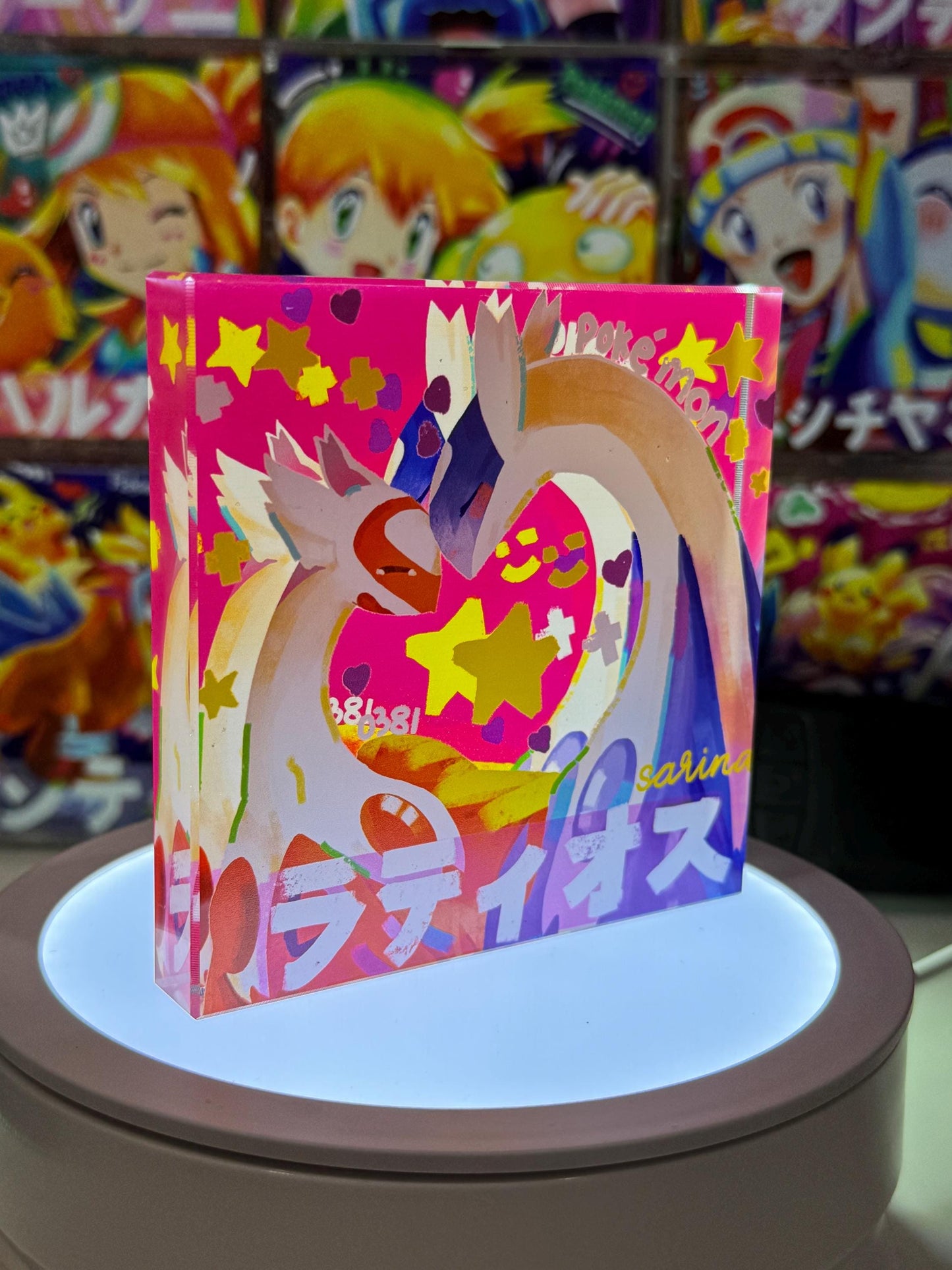 Latios Latias CustomMade Pokemon Crystal Acrylic Block 10x10x1.5cm-Gift For him-Pokemon fan-Pokemon TCG PTCG-Pikachu Charizard Full Art