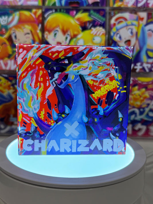 Charizard X CustomMade Pokemon Crystal Acrylic Block 10x10x1.5cm-Gift For him-Pokemon fan-Pokemon TCG PTCG-Pikachu Charizard Full Art
