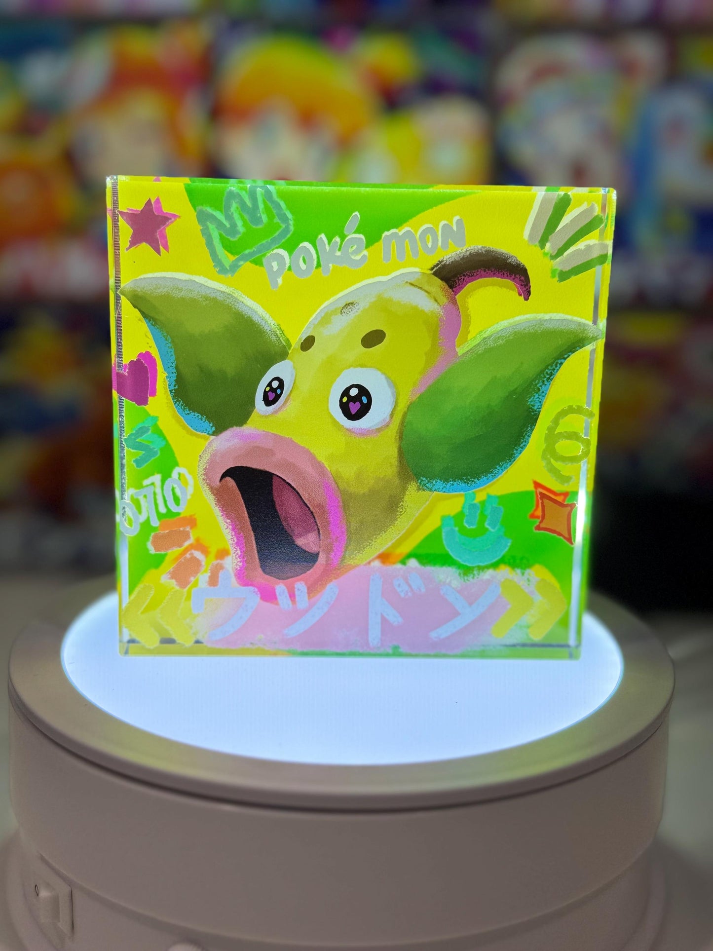 Bellsprout Evolution Chain CustomMade Pokemon Crystal Acrylic Block 10x10x1.5cm-Gift For him-Pokemon fan-Pokemon TCG PTCG Full Art