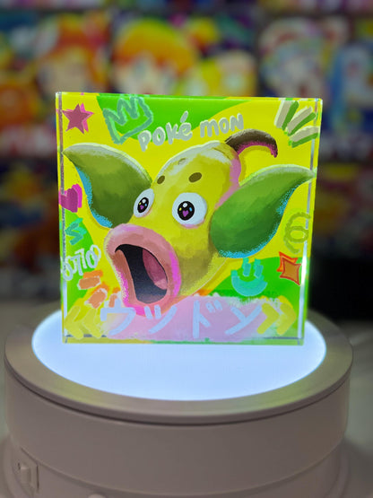 Bellsprout Evolution Chain CustomMade Pokemon Crystal Acrylic Block 10x10x1.5cm-Gift For him-Pokemon fan-Pokemon TCG PTCG Full Art