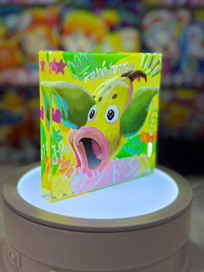 Bellsprout Evolution Chain CustomMade Pokemon Crystal Acrylic Block 10x10x1.5cm-Gift For him-Pokemon fan-Pokemon TCG PTCG Full Art