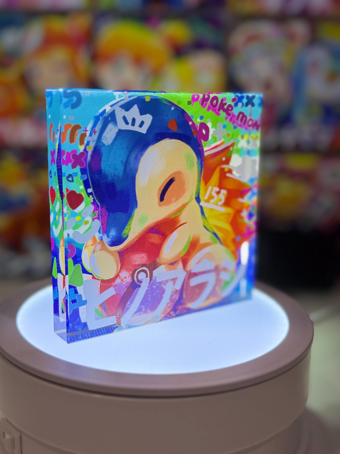 Cyndaquil Evolution Chain CustomMade Pokemon Crystal Acrylic Block 10x10x1.5cm-Gift For him-Pokemon fan-Pokemon TCG PTCG Full Art