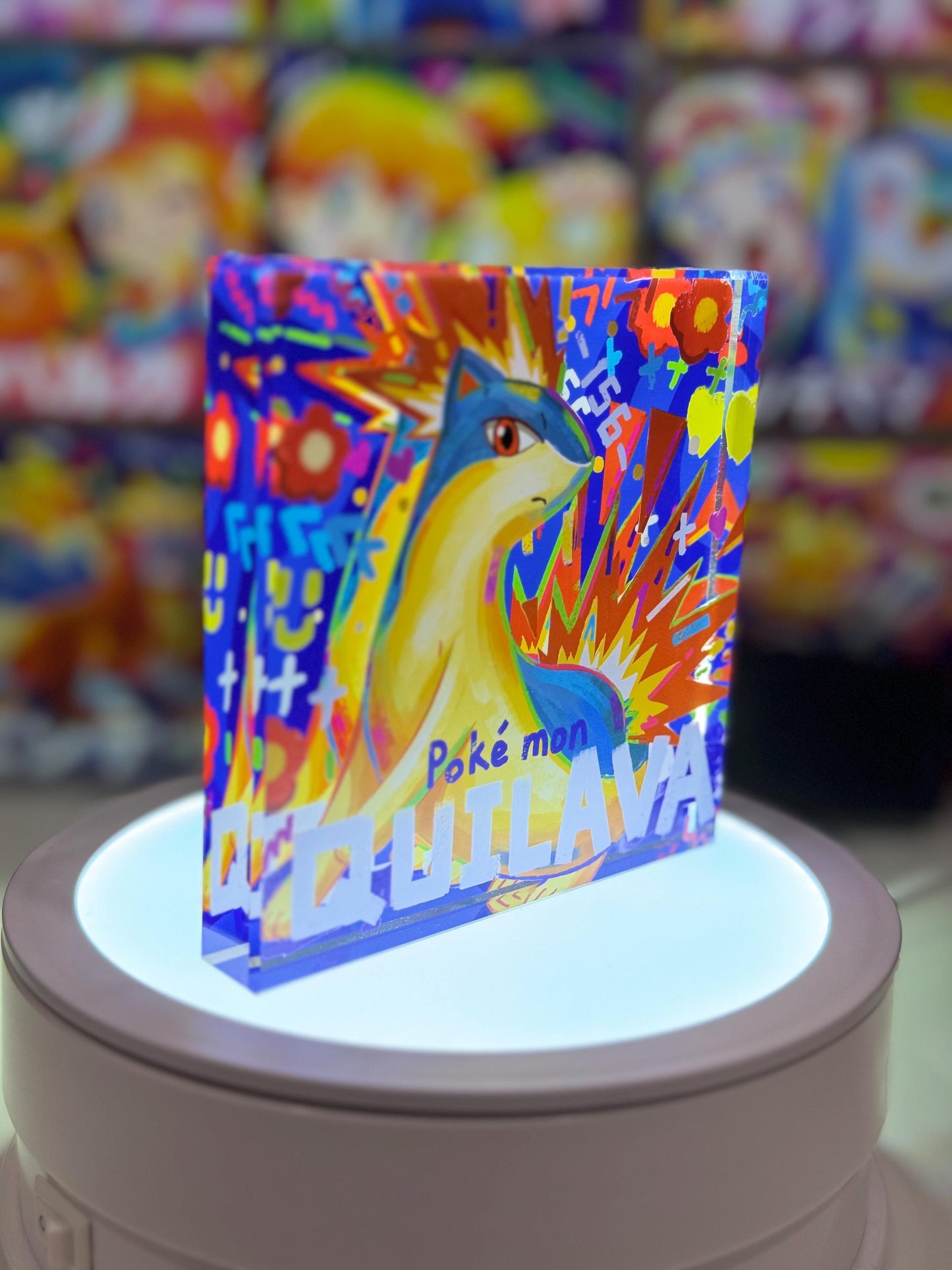 Cyndaquil Evolution Chain CustomMade Pokemon Crystal Acrylic Block 10x10x1.5cm-Gift For him-Pokemon fan-Pokemon TCG PTCG Full Art