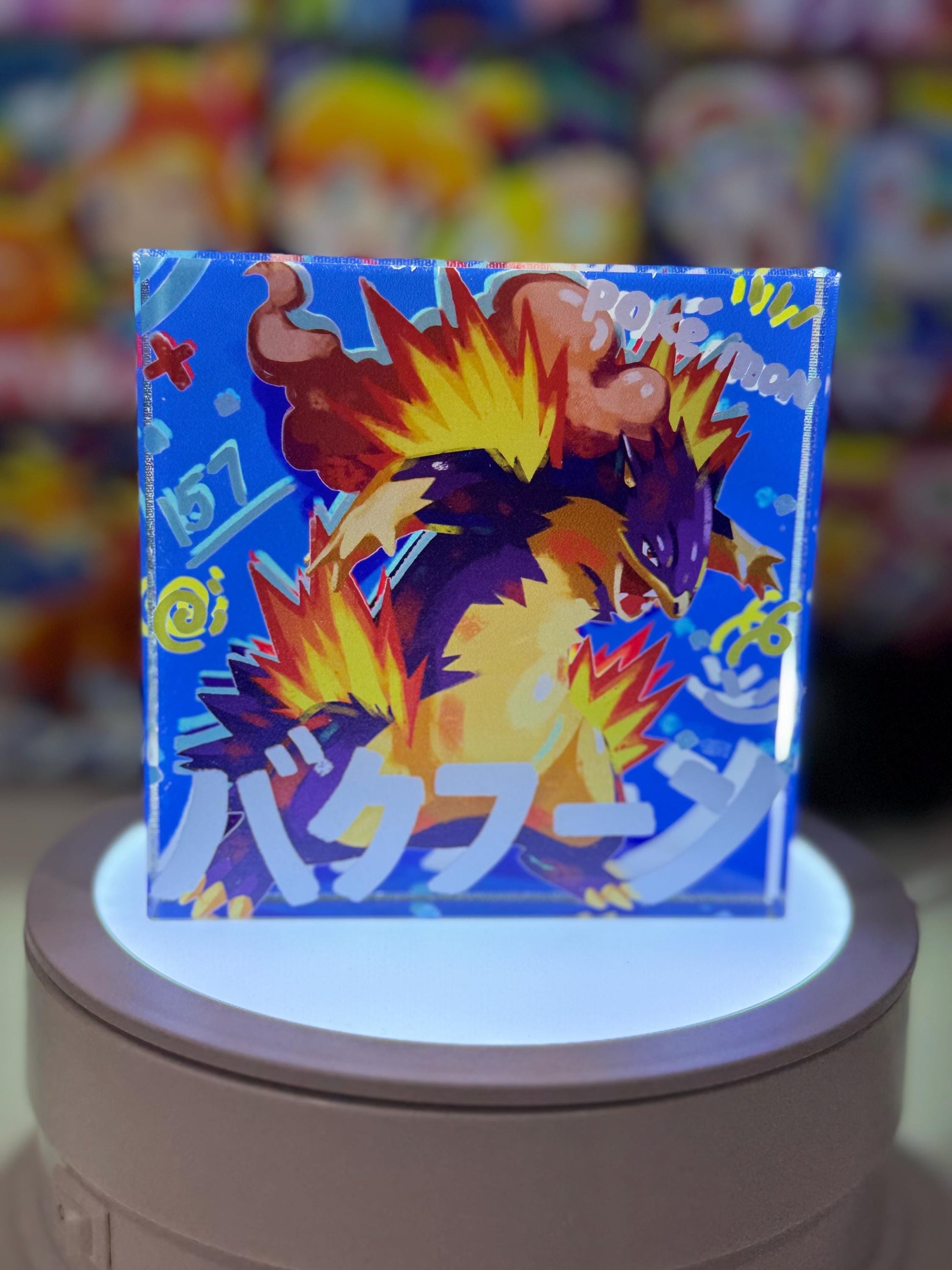 Cyndaquil Evolution Chain CustomMade Pokemon Crystal Acrylic Block 10x10x1.5cm-Gift For him-Pokemon fan-Pokemon TCG PTCG Full Art