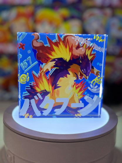 Cyndaquil Evolution Chain CustomMade Pokemon Crystal Acrylic Block 10x10x1.5cm-Gift For him-Pokemon fan-Pokemon TCG PTCG Full Art