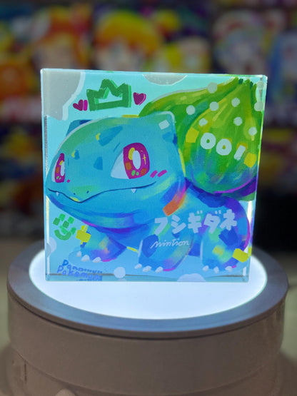 Bulbasaur Evolution Chain CustomMade Pokemon Crystal Acrylic Block 10x10x1.5cm-Gift For him-Pokemon fan-Pokemon TCG PTCG Full Art