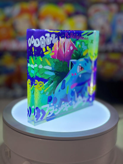 Bulbasaur Evolution Chain CustomMade Pokemon Crystal Acrylic Block 10x10x1.5cm-Gift For him-Pokemon fan-Pokemon TCG PTCG Full Art