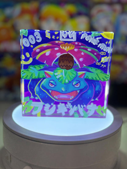 Bulbasaur Evolution Chain CustomMade Pokemon Crystal Acrylic Block 10x10x1.5cm-Gift For him-Pokemon fan-Pokemon TCG PTCG Full Art