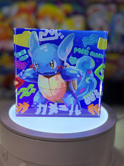 Squirtle Evolution Chain CustomMade Pokemon Crystal Acrylic Block 10x10x1.5cm-Gift For him-Pokemon fan-Pokemon TCG PTCG Full Art