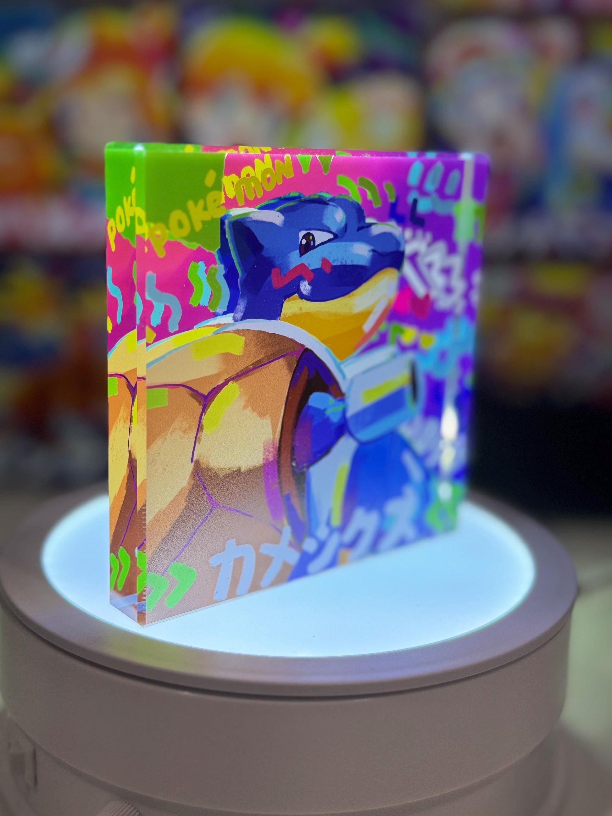 Squirtle Evolution Chain CustomMade Pokemon Crystal Acrylic Block 10x10x1.5cm-Gift For him-Pokemon fan-Pokemon TCG PTCG Full Art